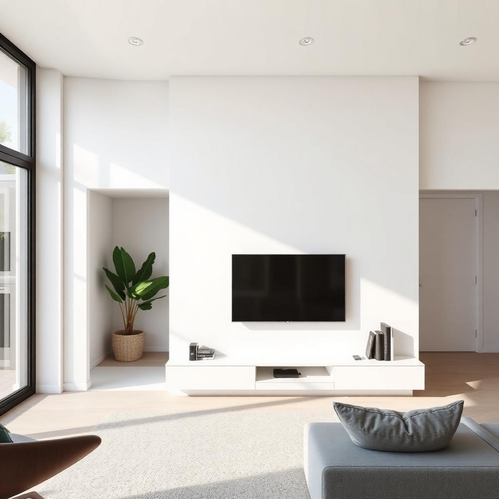 Professionally wall-mounted flat screen TV with concealed cables in a modern Melbourne living room